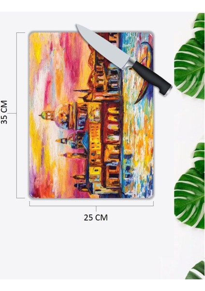 Renkli Tuval | Cam Kesme Tahtası | 25 x 35 cm fiyatları