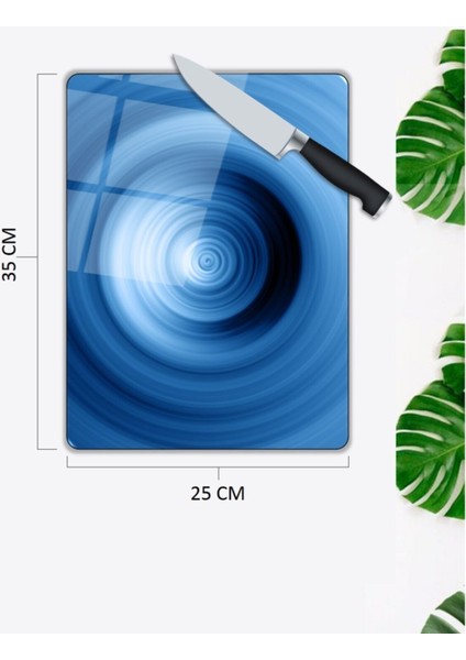 Mavi Halkalar Cam Kesme Tahtası 25 x 35 cm fiyatları