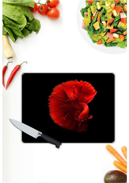 Deniz Canlıları | Cam Kesme Tahtası | 25 x 35 cm