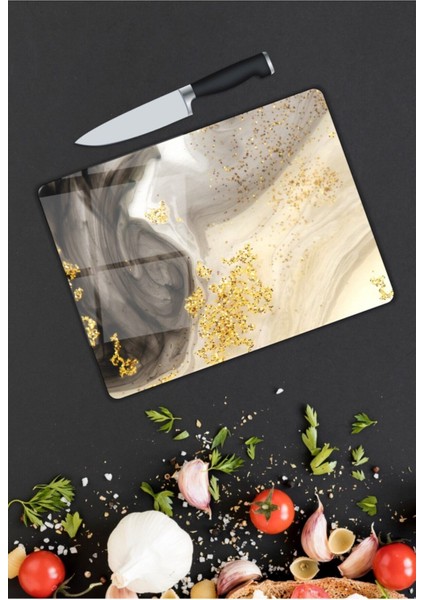 Soyut Desenler Cam Kesme Tahtası 25 x 35 cm