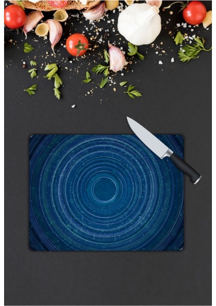 Mavi Desenler | Cam Kesme Tahtası | 25 x 35 cm modelleri