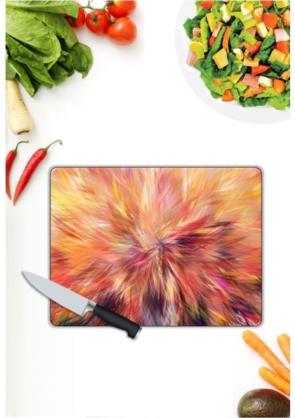 Renkli | Cam Kesme Tahtası | 25 x 35 cm modelleri