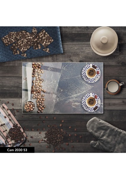 Baskılı Cam Kesme Tahtası |temperli Cam | 25 x 35 cm