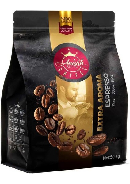 Anısah Coffee Espresso Extra Aroma Koyu Kavrulmuş Çekirdek 500 gr