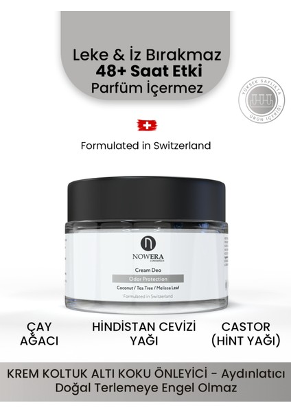 Koltuk Altı Koku Önleyici, Aydinlatici Krem, Vegan, 30 ML, Çay Ağaci, Hindistan Cevizi, Hint Yagi