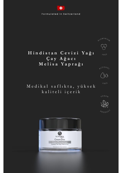 Koltuk Altı Koku Önleyici, Aydinlatici Krem, Vegan, 30 ML, Çay Ağaci, Hindistan Cevizi, Hint Yagi