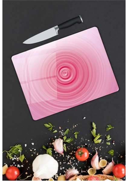 Pembe Cam Kesme Tahtası 25 x 35 cm