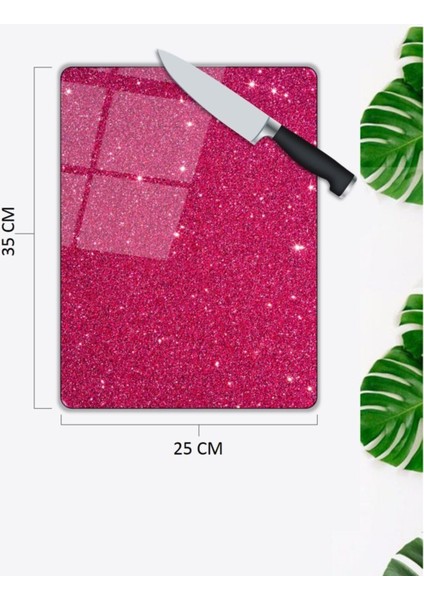 Simli Pembe Cam Kesme Tahtası 25 x 35 cm fiyatları