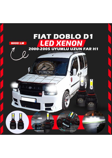 Fiat Doblo D1 2000-2005 Uzun Far Uyumlu Şimşek Etkili LED Xenon Light Series H1