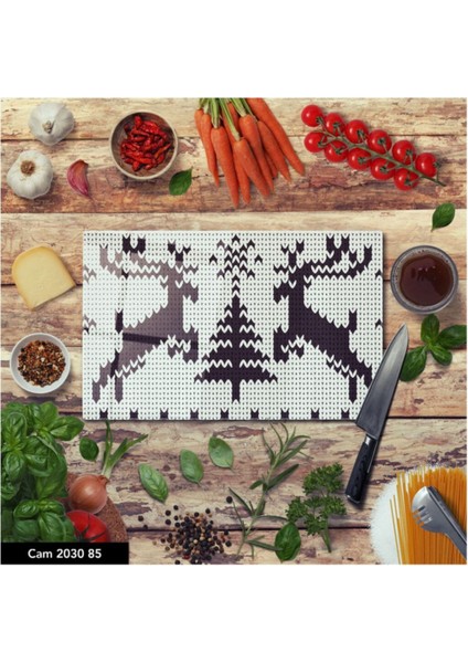 Cam Kesme Tahtası | Baskılı Kesim Tablası | 25 x 35 cm