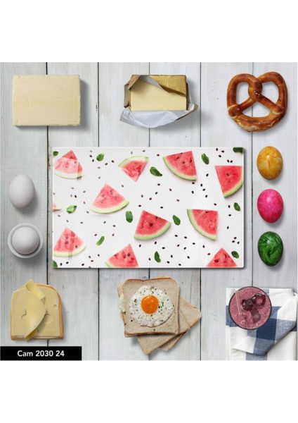 Cam Kesme Tahtası | Baskılı Kesim Tablası | 25 x 35 cm