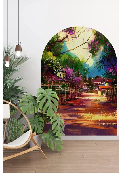 Renkli Manzara Boho Kemer Arch Pastel Renk Modern Duvar Sticker fiyatları