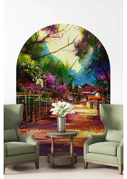 Renkli Manzara Boho Kemer Arch Pastel Renk Modern Duvar Sticker modelleri