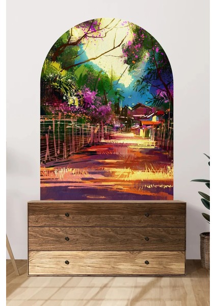 Renkli Manzara Boho Kemer Arch Pastel Renk Modern Duvar Sticker fırsatları