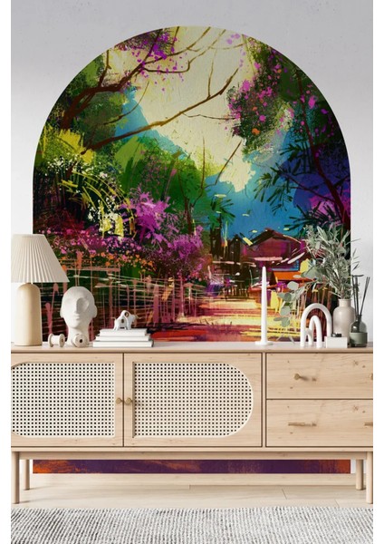 Renkli Manzara Boho Kemer Arch Pastel Renk Modern Duvar Sticker indirimleri