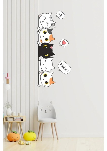 Sevimli Kediler Çocuk Odası Kapı Kenarı Sticker fiyatları