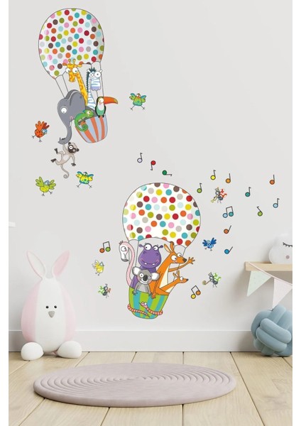 Çocuk Odası Uçan Balon Arkadaşları Desenli 100 Parça Duvar Sticker Seti