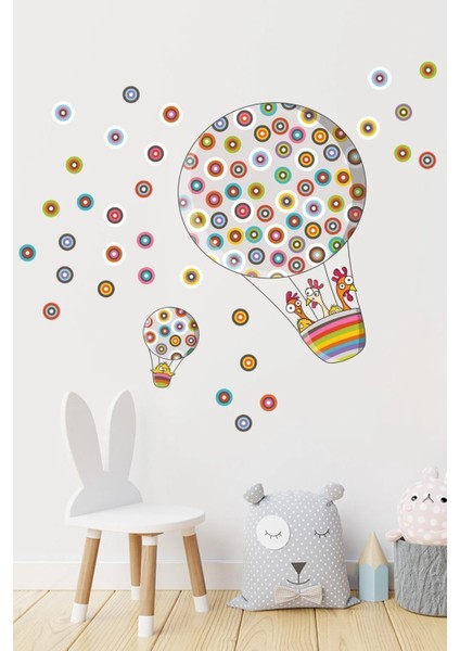 Puantiyeli Uçan Balon Çocuk Odası 100 Parça Duvar Sticker Seti