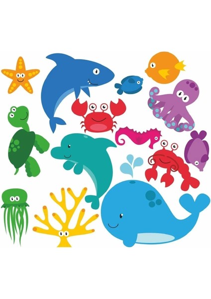 Deniz Hayvanları Çocuk Odası Sticker