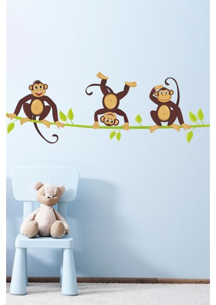 3 Maymun Kardeş Çocuk Odası Duvar Sticker