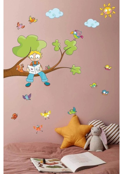 Kitap Okuyan Çocuk Odası 100 Parça Sticker Seti