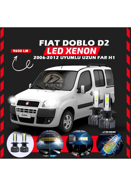 Fiat Doblo D2 2006-2012 Uzun Far Uyumlu Şimşek Etkili LED Xenon Pro Series H1