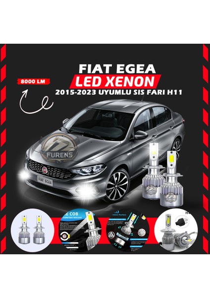Fiat Egea 2015-2023 Sis Farı Uyumlu Şimşek Etkili LED Xenon Performance Series H11