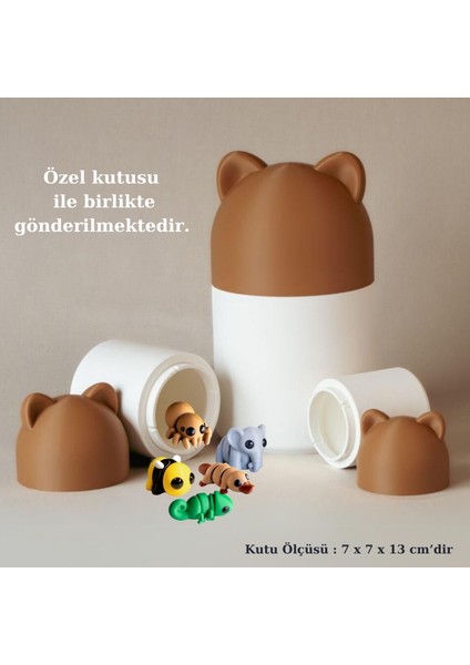 Mini Organik Oyuncaklar Serisi 5'li Bebek Hayvanlar Oyuncak Seti - Hareketli ve Eğitici