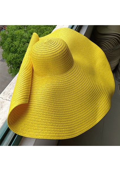 Gökkuşağı Şerit Büyük Ağız Hasır Şapka Bayanlar Açık Plaj Şapkası (Yurt Dışından)