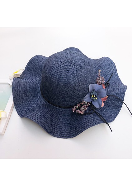 Hasır Şapka Güneş Şapkası Açık Hava Güneş Koruması Güneşlik Büyük Kenarlı Plaj Şapkası (Yurt Dışından)