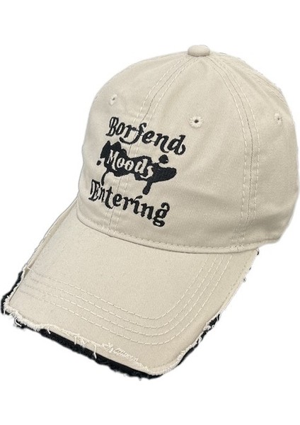 Amerikan Retro Beyzbol Şapkası Kadın Yırtık Mektup Genişlemiş Kenarlı Sivri Şapka (Yurt Dışından)