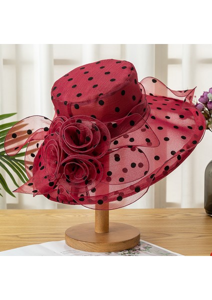 Güneşlik Şapka Bayanlar Yaz Büyük Saçak Güneş Koruyucu Nokta Çiçek Katlanabilir Şapka (Yurt Dışından)