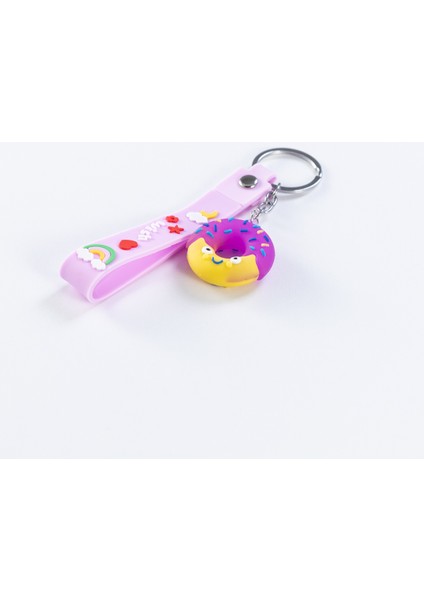 Renkli Donat Silikon Anahtarlık, Mor