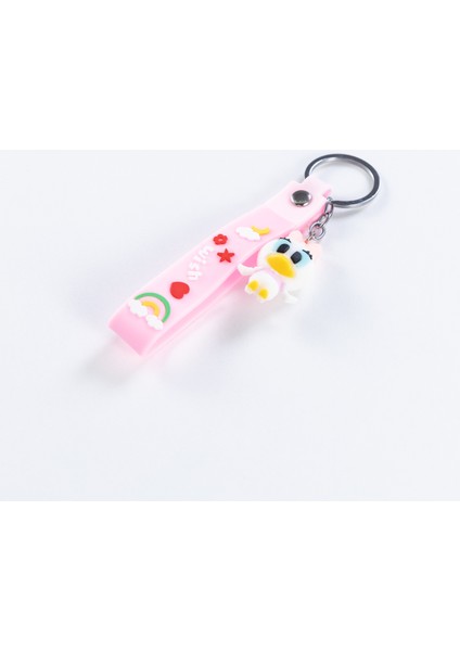 3 Boyutlu Mini Silikon Anahtarlık, Mickey Girl Mouse, Pembe