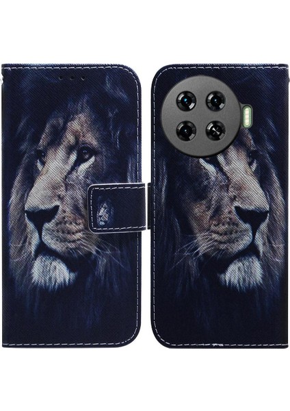 Tecno Spark Için Flip Case 20 Pro Artı 4g Pu Deri Boyalı Cüzdan Kartı (Yurt Dışından)
