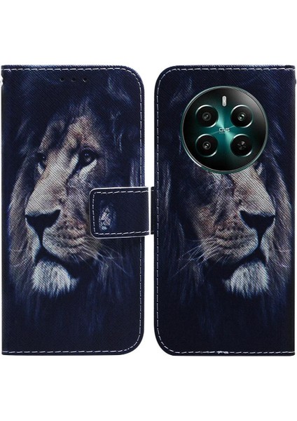 Realme 12 Artı Boyalı Pu Deri Kart Yuvaları Cüzdan Için Flip Case (Yurt Dışından)