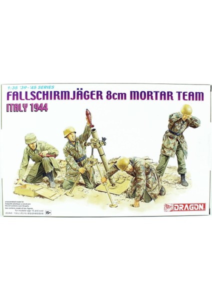 6215 1/35 Ölçek Alman Paraşütcüler (8cm Mortar Team) Figürleri Plastik Model Kiti