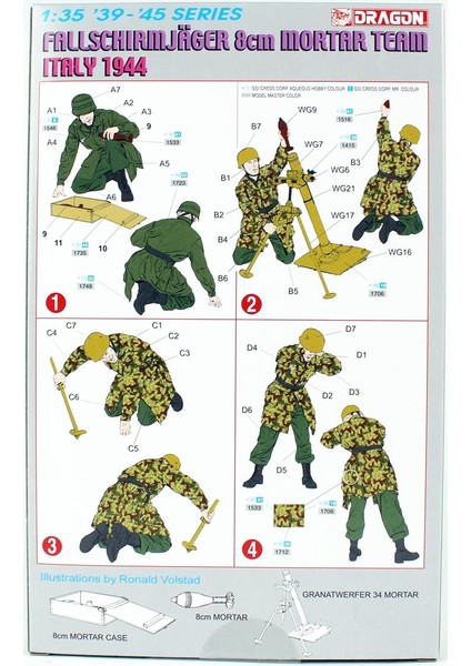 6215 1/35 Ölçek Alman Paraşütcüler (8cm Mortar Team) Figürleri Plastik Model Kiti fiyatları