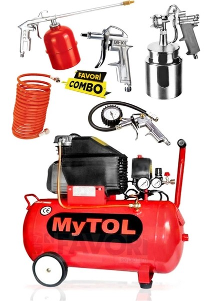 700 ve Üstü 50 Lt Hava Kompresörü 5 Parça Havalı Set 1-1,5 50 L 2 Yıl 1501 - 2200 Watt
