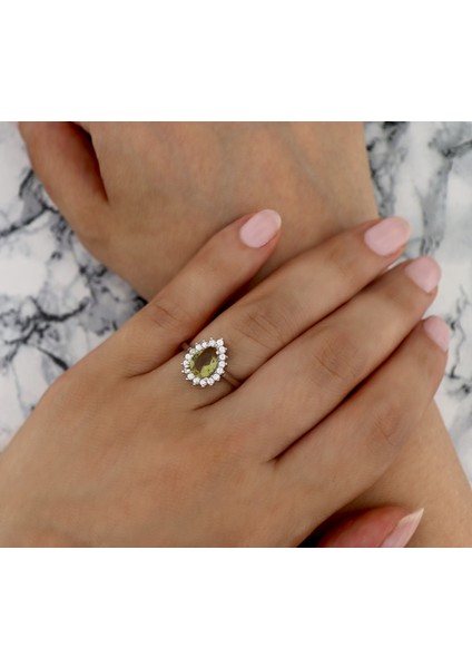 925 Ayar Gümüş Zultanit Damla Anturaj Yüzük fiyatları