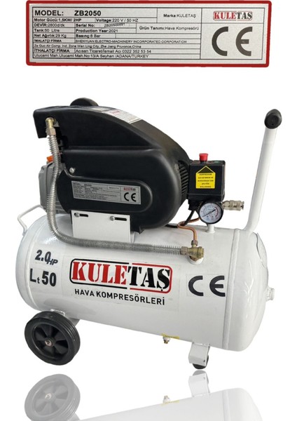 2-2,5 Kuletaş 50 Lt Kompresör Yağlı 200-250 1500 Watt 2 Yıl 50 L