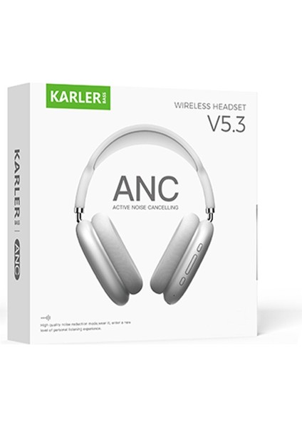 Coverzone Anc Wireless Kulaklık Aktif Gürültü Engelleyici Özellikli Bluetooth 5.3 Kafaüstü Kablosuz Kulaklık Özel Koruma Kılıfı ile Birlikte Kr-H2