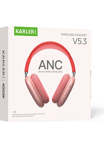 Coverzone Anc Wireless Kulaklık Aktif Gürültü Engelleyici Özellikli Bluetooth 5.3 Kafaüstü Kablosuz Kulaklık Özel Koruma Kılıfı ile Birlikte Kr-H2