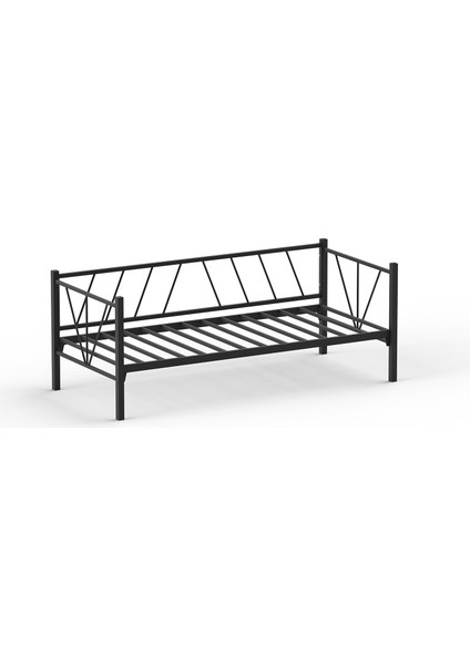 Alchera Daybed Tek Kişilik Sedir Divan Metal Karyola Siyah