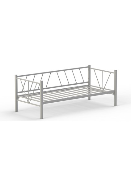 Alchera Daybed Tek Kişilik Sedir Divan Metal Karyola Beyaz