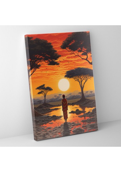 Afro Manzara Kanvas Tablo - Afro, Afrika Doğası, Duvar Sanatı, Manzara Tablosu, 30X50 cm