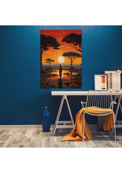 Afro Manzara Kanvas Tablo - Afro, Afrika Doğası, Duvar Sanatı, Manzara Tablosu, 30X50 cm modelleri