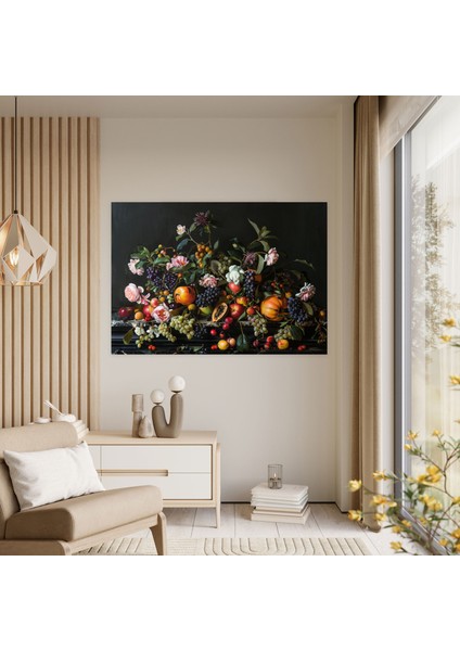 Meyveler ve Çiçekler Caravaggio Tarzı Duvar Dekorasyonu - Caravaggio, Kanvas Tablo, Kanvas Tablo, Caravaggio Stili, 90X60 fiyatları