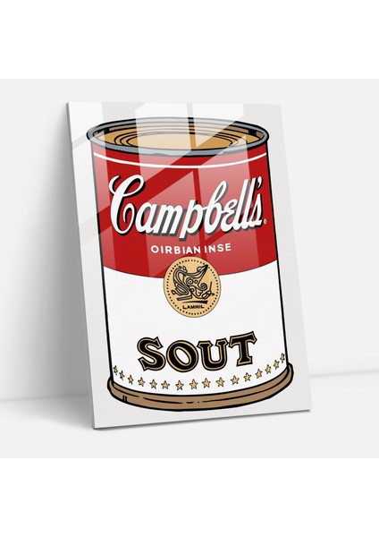 Andy Warhol Ev Dekorasyonu Campbell'in Çorba Sanatı - Andy Warhol, Ev Dekorasyonu, Cam Baskı, Modern Sanat, 30X45