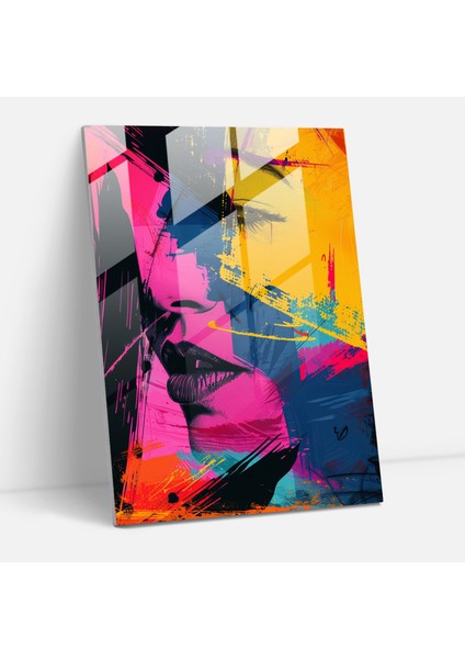 Andy Warhol Cam Duvar Sanatı Soyut Tasarım - Andy Warhol, Cam Duvar Sanatı, Cam Baskı, Duvar Dekorasyonu, 30X45